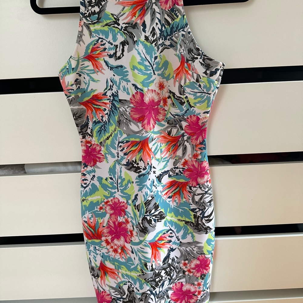 Guess Pink and Orange Halter Bodycon Mini Dress